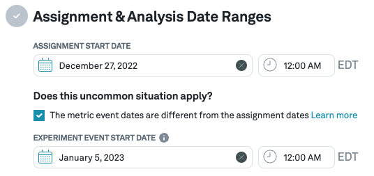 Assignment window data ranges