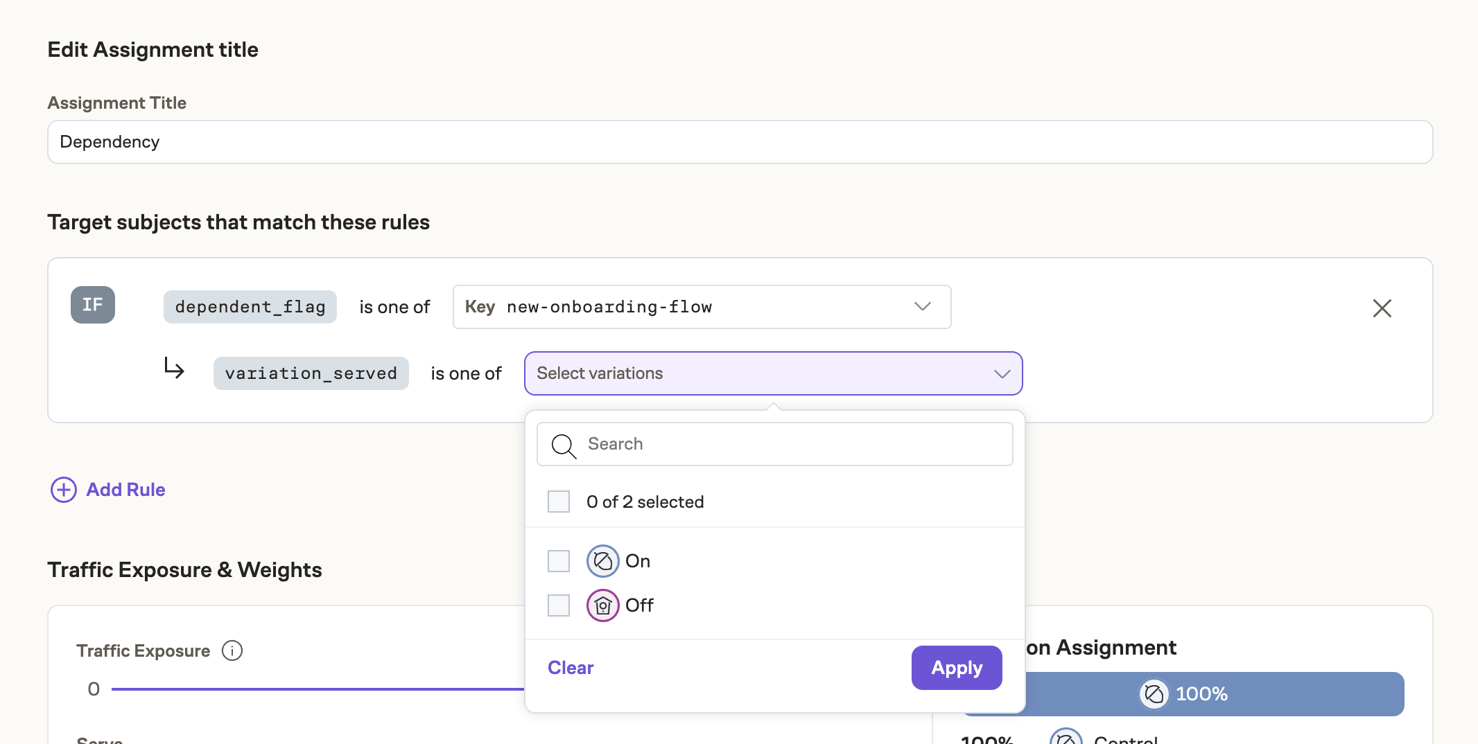 Select the values for eligibility