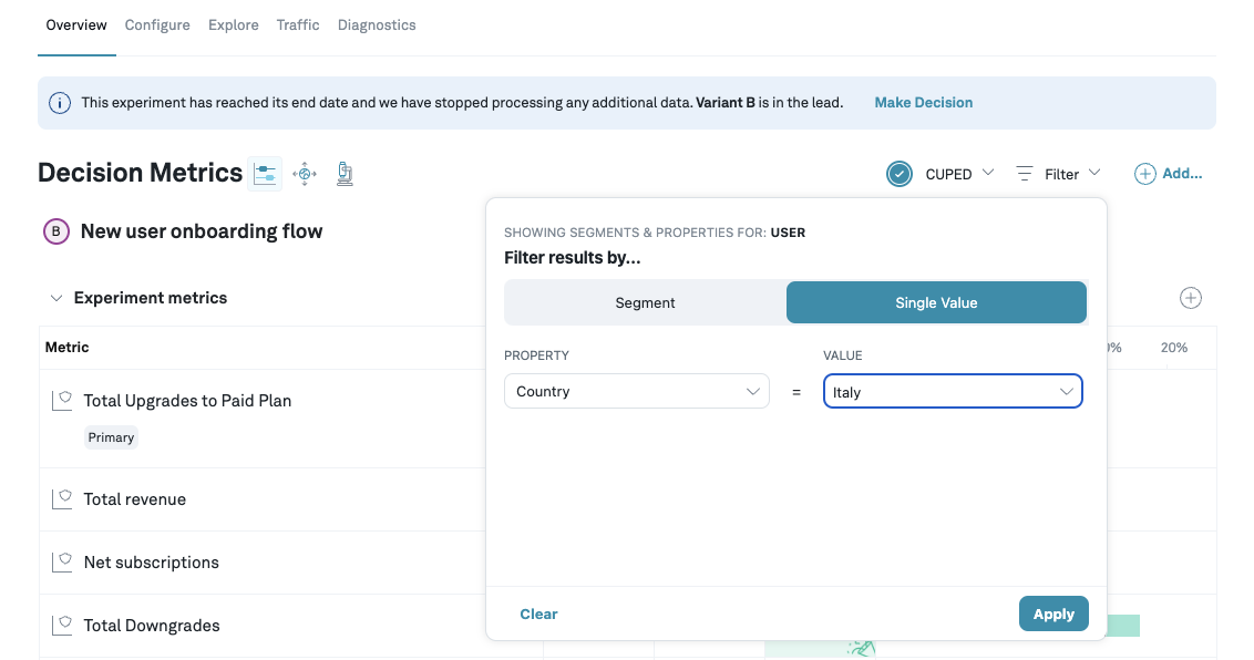 filter results by property