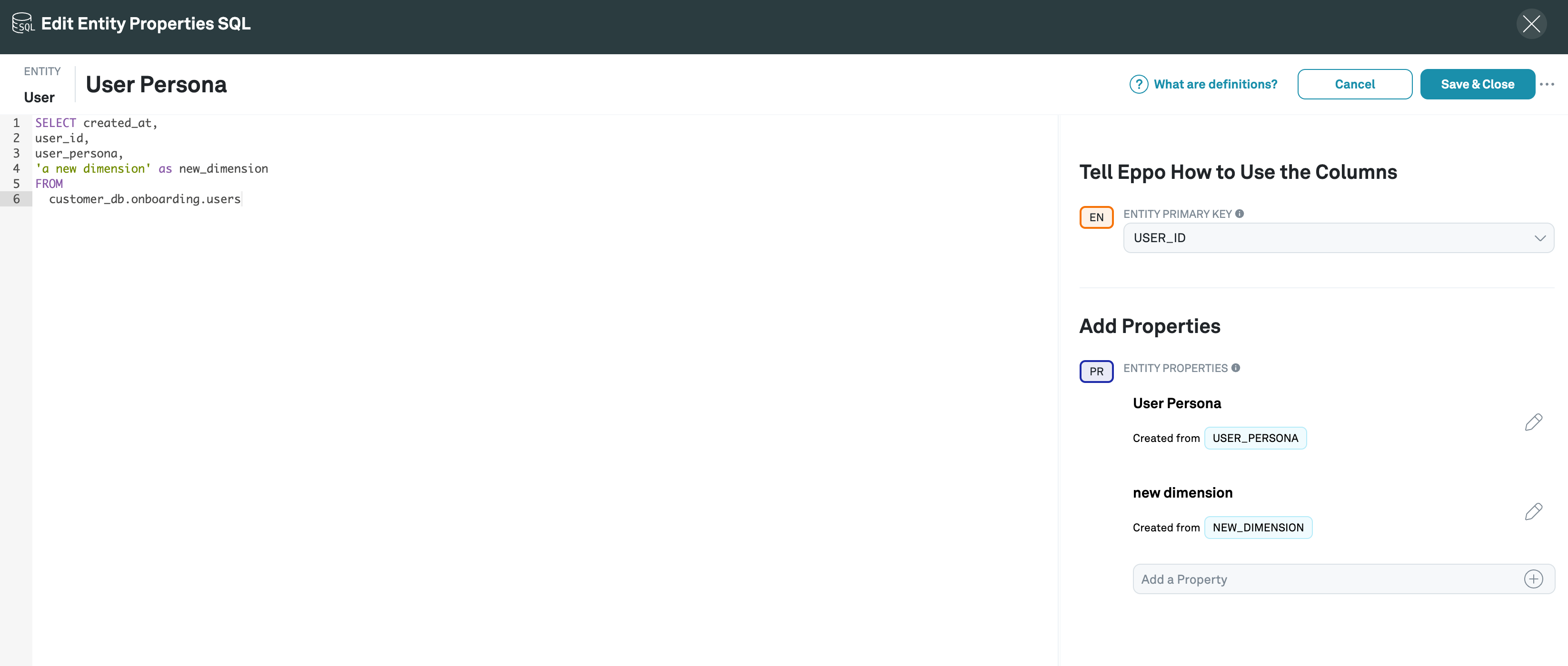 Writing Entity Property SQL