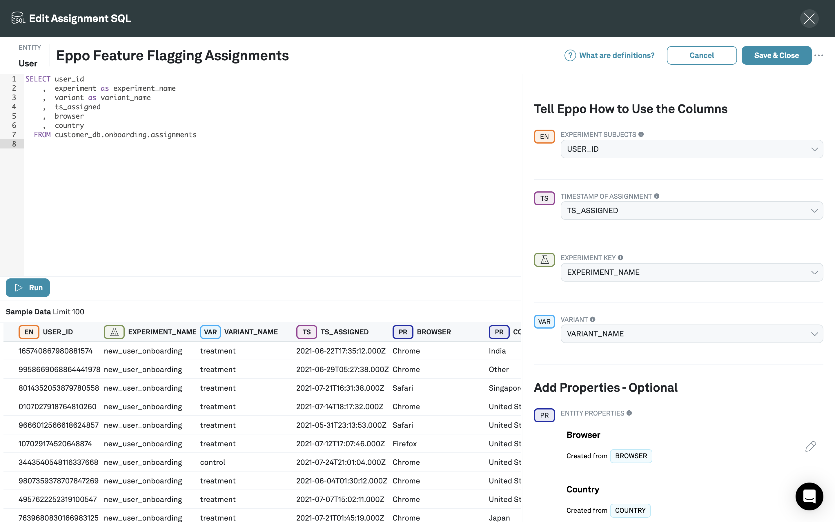 Create Assignment SQL