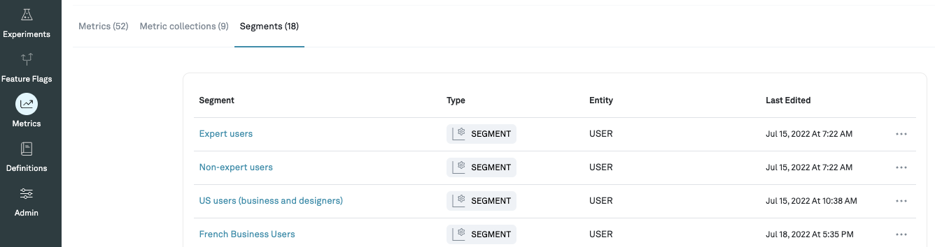 overview of segments