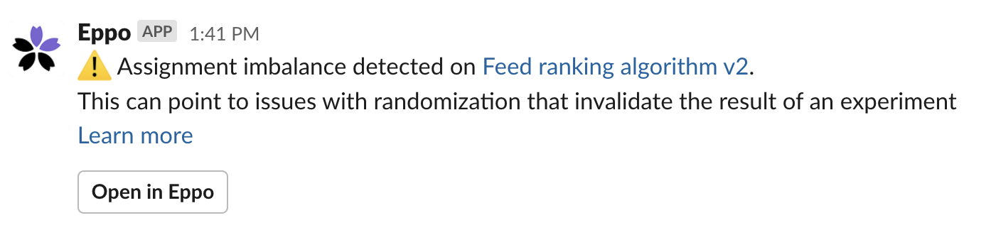 Slack notification for traffic imbalance