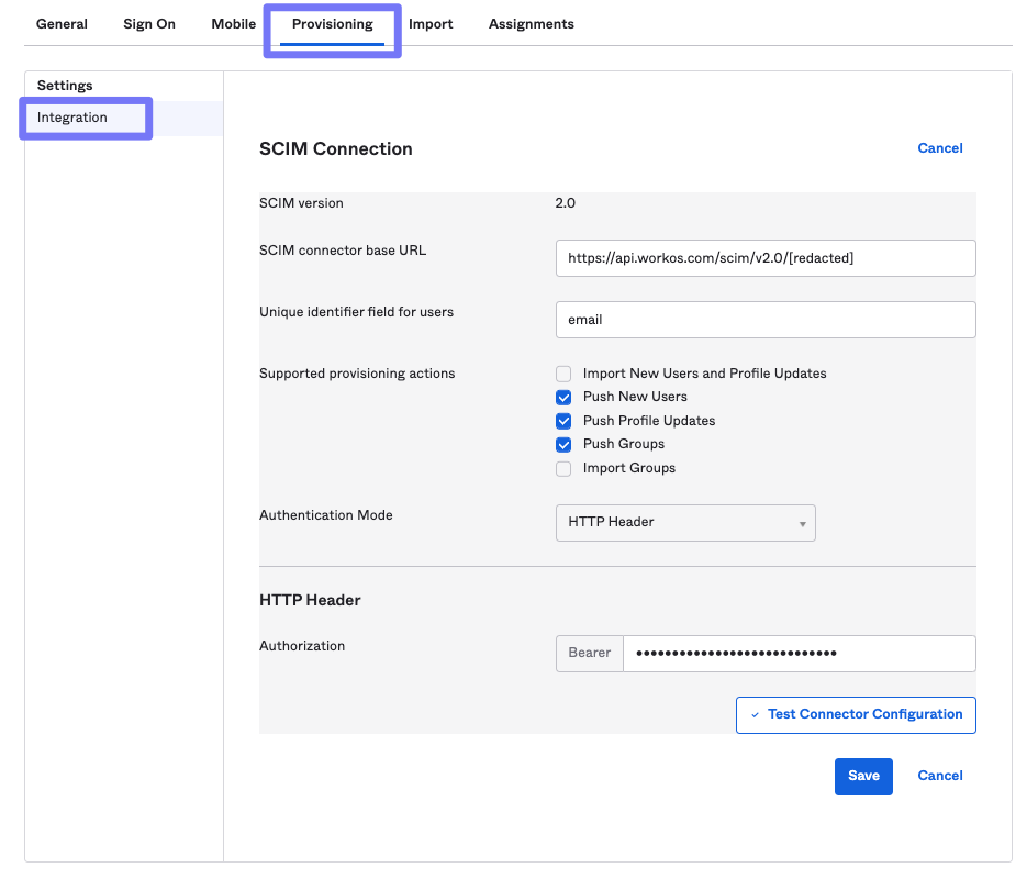 configure Okta API Integration