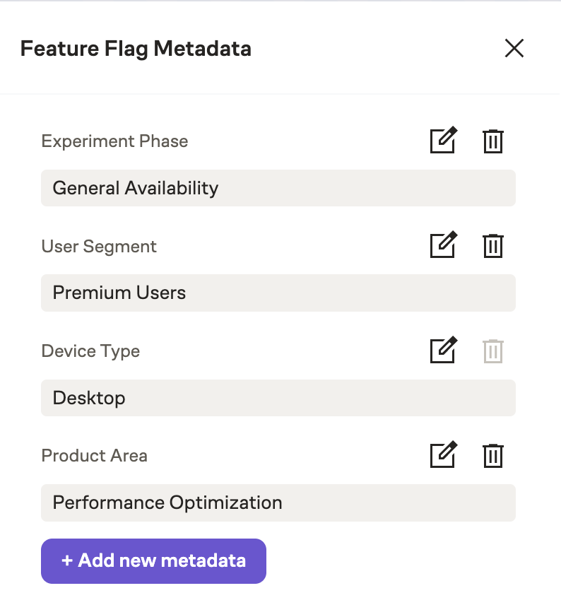 Metadata Feature Flag Sidebar