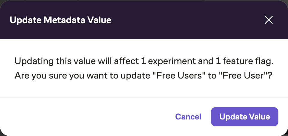 Editing a metadata field enumerated value